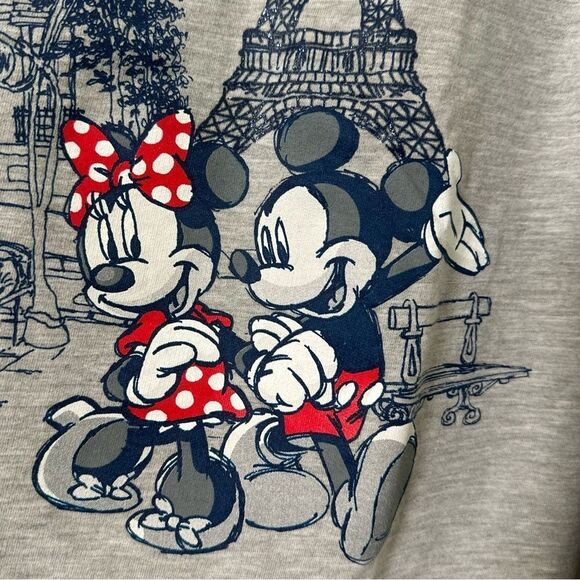 Disney Parks Paris Epcot World Showcase Mickey Minnie Mouse Gray Top Sz Large - Picture 4 of 8